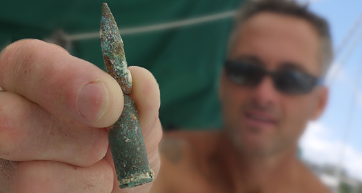 Crusty remains of some World War II munitions