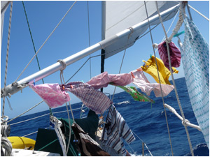 Laundry drying in the gentle South Pacific trades