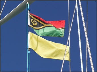 A new courtesy flag for the good ship Dream Time - welcome to Vanuatu