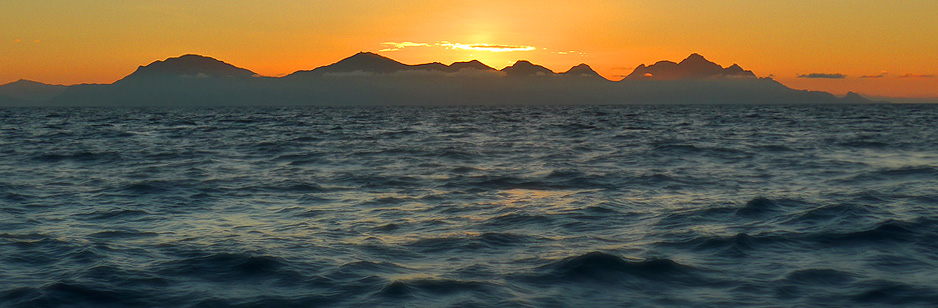 Sun setting behind the Queensland Coast