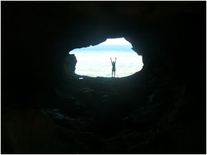 Catherine in a cave
